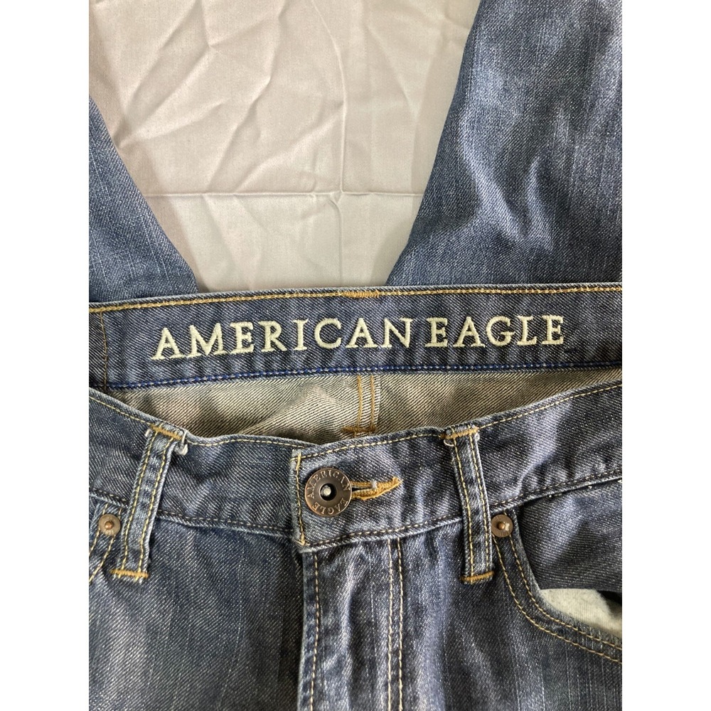 American Eagle Outfitter Jeans Men's Size 32x30 Blue Denim Straight 5-Pockets - Picture 10 of 13